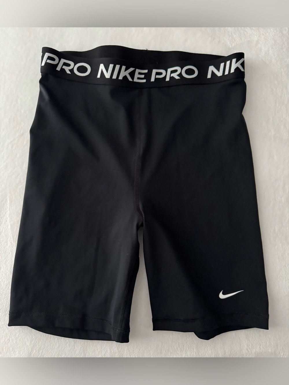 Nike Pro Black Athletic Compression Shorts with White Branding